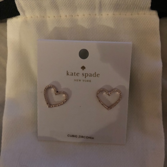 kate spade Jewelry - Kate Spade Rose Gold Heart Earrings